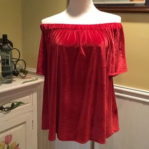 NWT - Context -Velour Off Shoulder Top